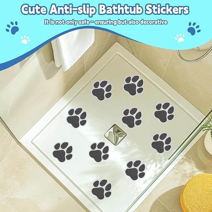 Non-Slip Bathtub Stickers, 20 PCS Large Safety Bathroom Tubs Showers Treads Adhesive Decals with Premium Scraper (Black)