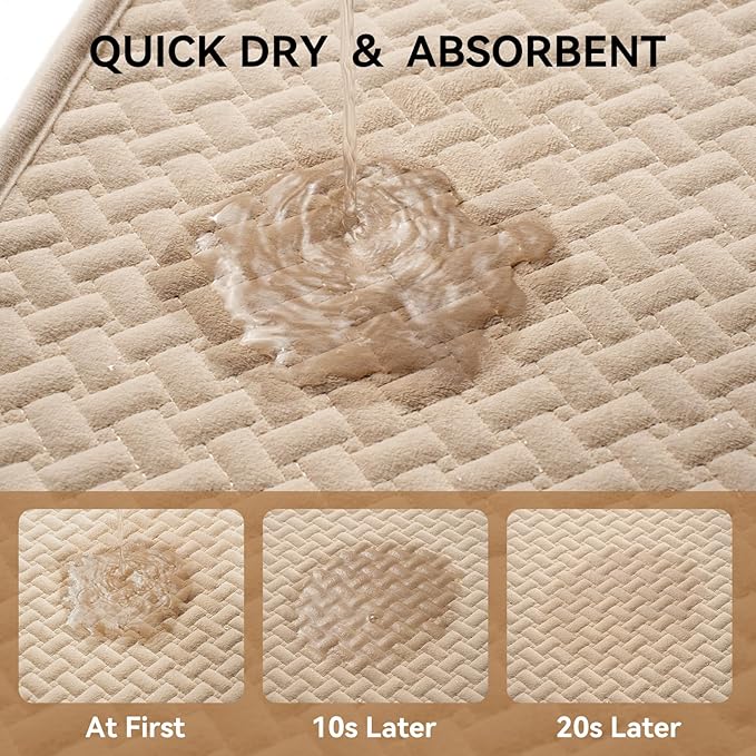 Bathroom Runner Non Slip, Extra Soft Absorbent Quick Dry Bath Mats, Foam Weave Texture Thin Bath Rugs Washable with Rubber Backing, 20" x 59“