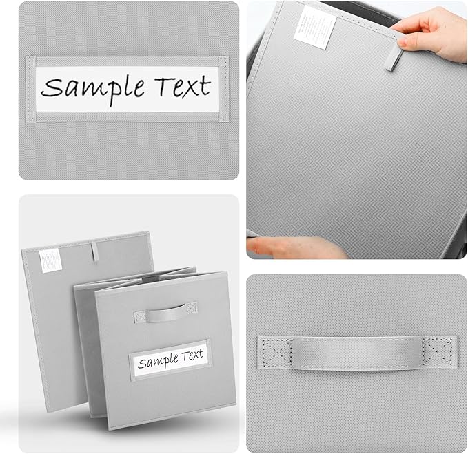 artsdi Fabric storage cubes (8 Pack) 11 Inch Cube Storage Bin, cube organizer bins with 8 Labels Window Cards & a Pen, Foldable cube organizer bins and Storage Box, Light Grey