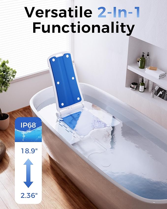 Electric Chair Lift - Floor Lift for Elderly Falls, Support Up to 308 LB, IPX8 Waterproof Bath Lift, Foldable & Wireless Rechargeable Design, Quick-Rise Assist for Elderly & Disabled