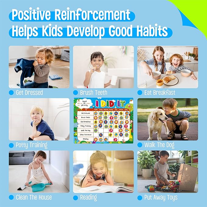 Magnetic Reward Chart, Dry Erase Task Board-One Chart & 72 Magnetic Reward Magnets, Jungle Theme Behavior Tracker for Daily Routine, Potty Training