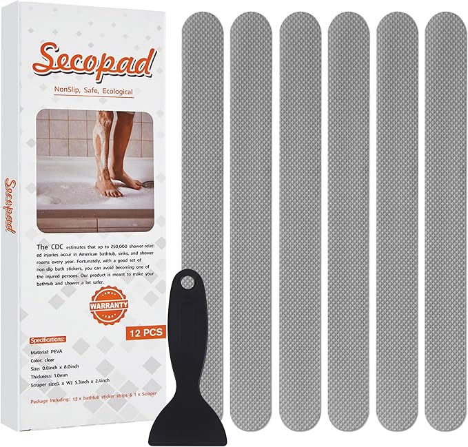 Anti Slip Shower Stickers, Safety Bathtub Strips Adhesive Decals with Premium Scraper for Bath Tub Shower Stairs Ladders Boats