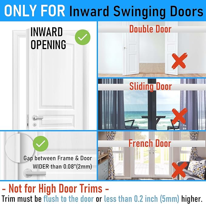 6Pack Home Security Door Reinforcement Lock, Childproof Safety Door Lock Latch Inside Stopper, Add High Security to Prevent Home Unauthorized Entry, Aluminum Construction Finish Black
