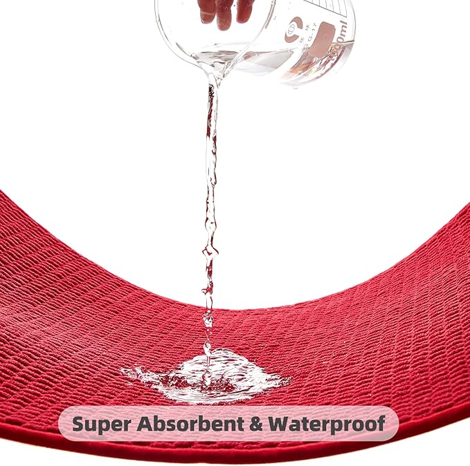 Christmas Bathroom Rugs Non Slip Washable, Super Absorbent Thin Bath Mat Small Quick Dry Low Pile Bathroom Rug, Red 20"x30"