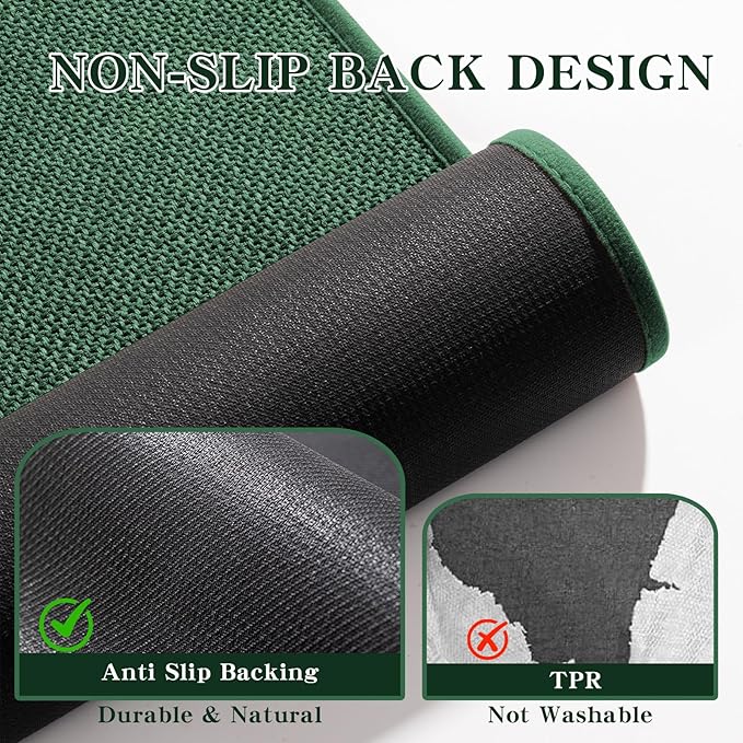 chakme Bathroom Rugs Mat 47x25, Ultra Thin Non Slip Bath Mat Large Quick Dry Absorbent Bath Mat for Bathroom Floor, (Green, 47"x25")