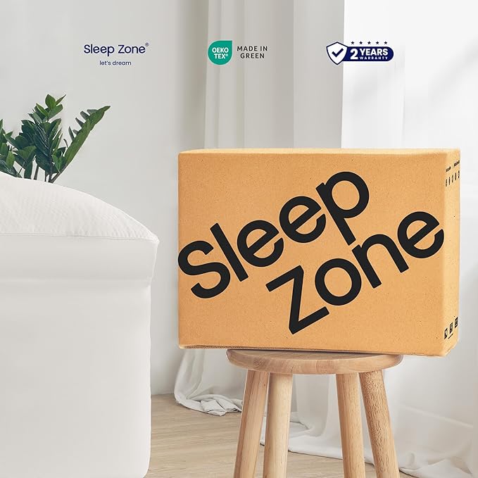 SLEEP ZONE Mattress Topper Twin Size, Extra Thick Fitted Mattress Pad for Back Pain, Plush and Support Mattress Cover, Deep Pockets Mattress Protector, Hotel Quality (White, Twin)