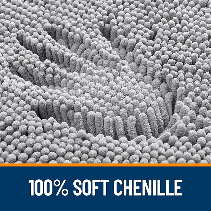 OLANLY Bathroom Rugs 47x24, Extra Soft Absorbent Chenille Bath Rugs, Rubber Backing Quick Dry, Machine Washable Bath Mats for Bathroom Floor, Tub and Shower, Home Decor Accessories, Grey