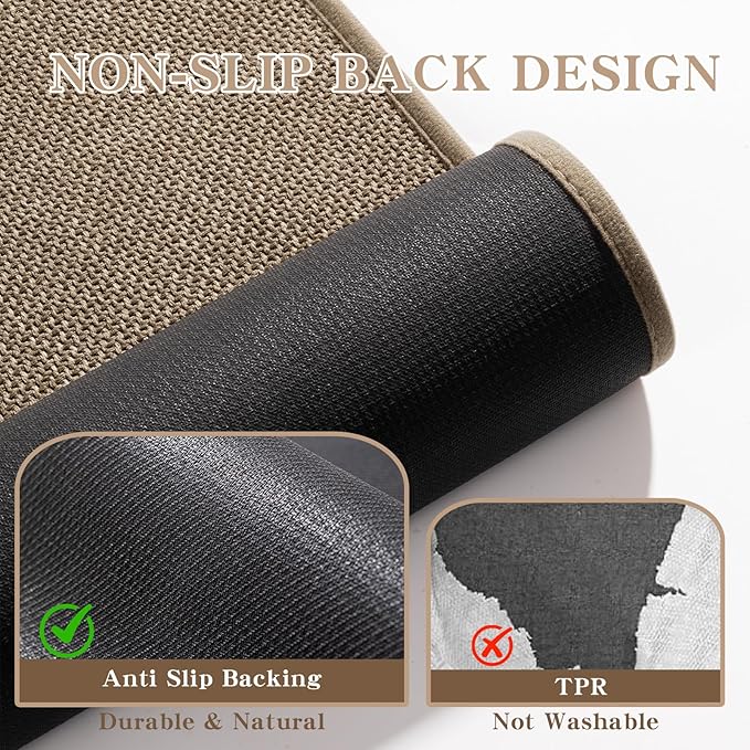 chakme Bathroom Rugs Mat U-Shaped 24x17, Ultra ThinNon Slip Bath Mat Small Quick Dry Absorbent Bath Matfor Bathroom Floor, (Dark Beige, U-24"x17")