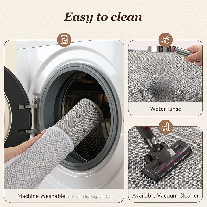 AMOAMI Kitchen Rugs and Mats, Non Slip Washable Kitchen Mats for Floor, Absorbent Quick Dry Kitchen Runner for in Front of Sink，Kitchen Rugs Sets of 2, 17"*30"+17"*47", Grey