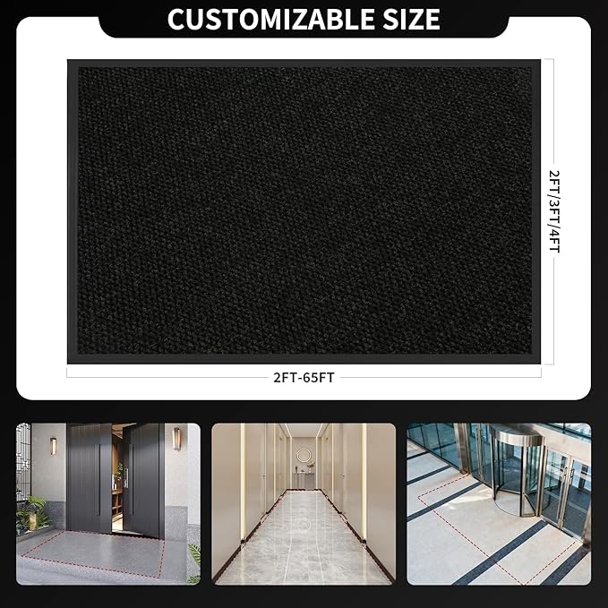 3ft x 38ft Front Door Mat Indoor Outdoor Entrance, Commercial Heavy Duty Entryway Matt, Non-Slip Rubber Backing Low Profile Doormat, Waterproof Dirt Trapper Welcome Mat for High Traffic Area