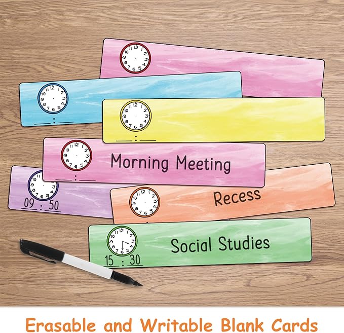 ABCxGOOD Daily Schedule Pocket Chart, Toddler Schedule Chart, 13+1 Pocket, with 21 Dry-Erase Reusable Cards Classroom Must Haves Pocket Chart
