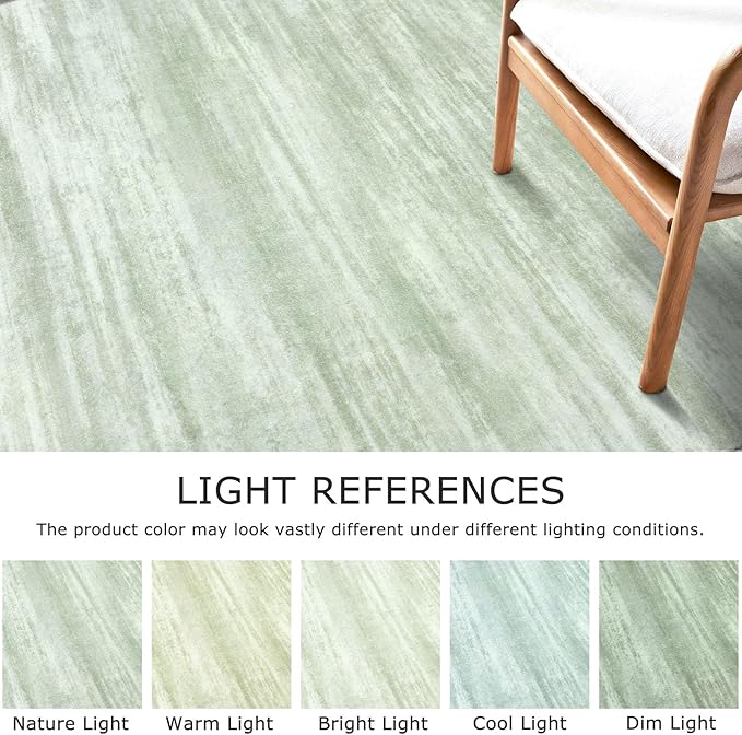 KOZYFLY Modern Abstract Runner Rugs 2x6 Green Machine Washable Area Rug for Bedroom Non-Slip Living Room Rug, Faux Wool Soft Low Pile Office Carpet for Dining Room, Bedroom, Kitchen Bathroom