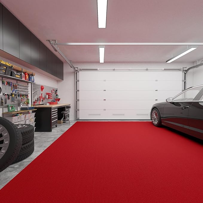 Ottomanson 6'6" x 39' Hallway Runner with Scraper Pile Extra Durable Non-Slip Rug Mat for Indoor & Outdoor Use - Ideal for Kitchen, Entryway, Patio & Garage - High-Traffic Carpet, Red
