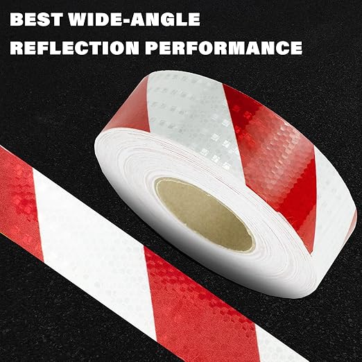 SWRT 2 Inch X 30 FT Reflective Tape Outdoor Waterproof Red & White Reflective Tape Strong Adhesive Caution Hazard Warning Tape Reflector Conspicuity Tape for Trailer Sign