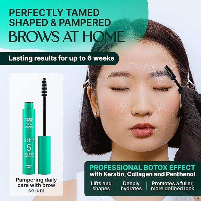 Brow Lamination Kit – 5-Step Easy At Home Eyebrow Shaping & Lifting System with Brushes for Eyebrows, Eyebrow Serum & Brow Rulers – Perm Eyebrow Grooming Kit, Professional Brow Lift Kit