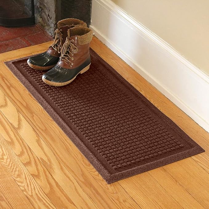 WaterHog Boot Tray Indoor Entrance - Slip-Resistant, Waterproof Dirt-Trapping Door Mat, Indoor/Outdoor, Slip-Resistant, For Front Door, Back Door, Porches, Garage, and Entryways, Dark Brown, 15" x 36"