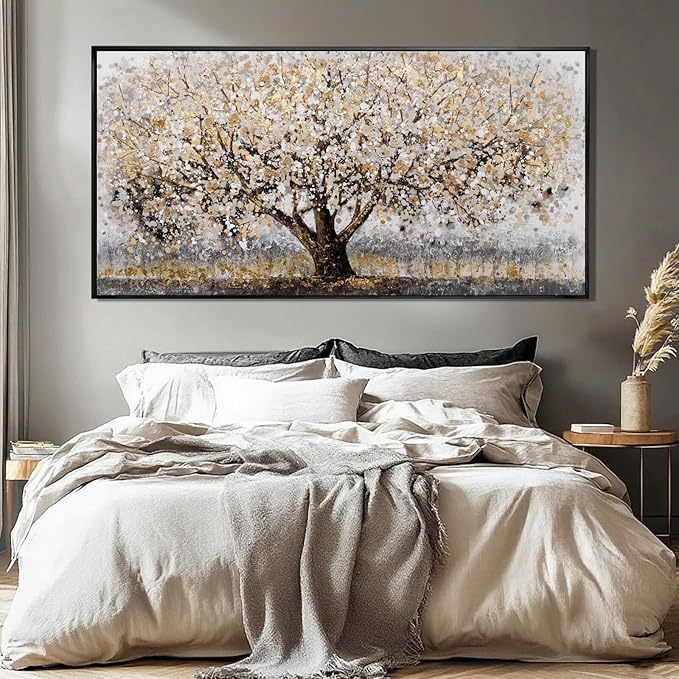 Brown and White Framed Wall Art Floral Wall Prints Botanical Wall Decor Nature Wall Posters 24"x48" Pictures for Bedroom Kitchen Artwork