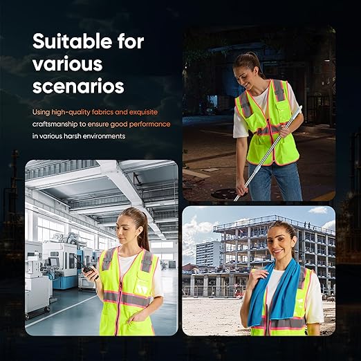 Hi Vis Safety Vest for Women,Working Drawstring Waist Construction Vest with Pockets and Zipper,Womens Safety Vest,ANSI Type R Class2