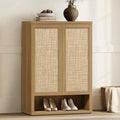 SICOTAS Rattan Shoe Storage Cabinet - Modular Shoe Cabinets with Door Tall Large Shoe Cabinet Storage for Entryway - 31.2" Wide Modular Cabinet for Hallway, Living Room