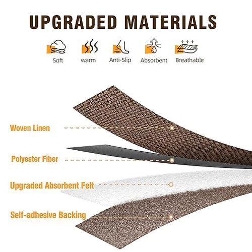 10pcs Stairs Treads and 1 Landing Carpet, Breathable Linen Stair Carpet Non Slip for Wooden Steps Peel and Stick Stairs Runner Indoor Self-Adhesive Treads Stair Covers Mat 8"X30" and 30"X30"