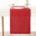 D'Moksha Homes Linen Bright Red Table Runner 84 Inches Long - 100% Pure Linen Table Runner 14 x 84 Inch for Valentines, Spring, Easter - Classic Hemstitch