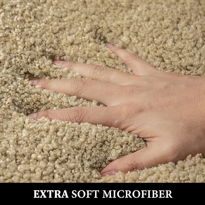 MIULEE Non Slip Small Bathroom Rug - Camel (16x24), Absorbent Thick Soft Microfiber Bath Mat, Machine Washable, Plush Carpet for Tub & Shower