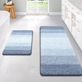 OLANLY Bathroom Rug Set 2 Piece, Soft Absorbent Microfiber Bath Rug Set, Non-Slip, Machine Wash Dry, Plush Shaggy Bath Mats for Bathroom (47"x20"+24"x16", Blue)
