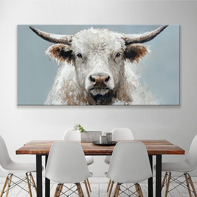Highland Cow Wall Art For Living Room Large Size Animal Canvas Art Wall Decor Print Rustic Farmhouse Wall Artwork Cattle Painting Prints Artwork Picture For Bedroom Aesthetic Home Wall Decor 29 X 58 Inch