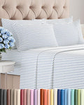 King 6 Piece Sheet Set - Cooling & Breathable Bed Sheets - Hotel Luxury Bed Sheets for Women, Men, Kids & Teens - Bedding w/Deep Pockets & Easy Fit - Soft & Wrinkle Free - King Blue Stripes Sheets
