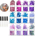 Allstarry Holographic Chunky Body Glitter 12 Colors Cosmetic Face Glitter Makeup Colorful Mermaid Sequins Hair Face Paint Sparkling Festival Outfits Rave Accessories for Women Makeup