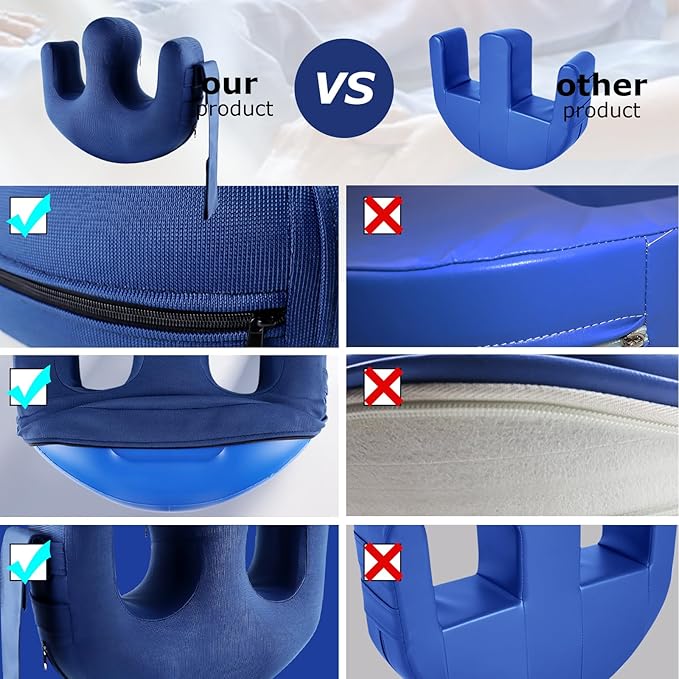YHK Inflatable Turning Device, Bedridden Turnover Pillow, Prevent Muscle Atrophy with Polyester Removable Pillowcase U-Shaped Multifunctional Turning Pillow, Bedridden Nursing Supplies(Dark Blue)
