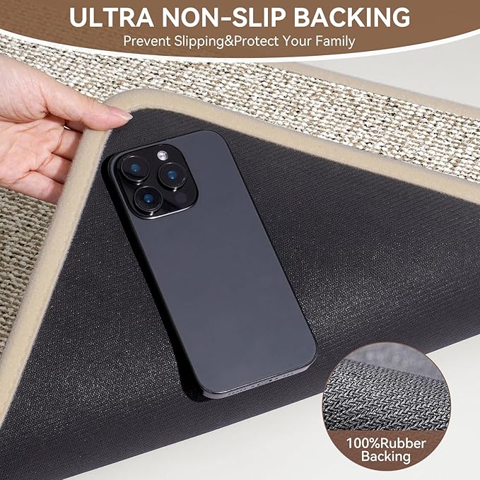 20"x31" Absorbent Quick Dry Bath Mats, Non-Slip Rubber Backing Bathroom Rug, Washable Bath Rugs for Bathroom Floor, Sink and Outside Shower, Low Pile Rug Fit Under Door,Minimalism, Brown
