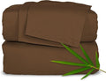 Pure Bamboo Split King Sheets, Genuine 100% Organic Viscose Derived from Bamboo Bed Sheet Set, Soft & Cooling, Double Stitching, 2 Fitted Sheets (Split King, Coconut Husk)