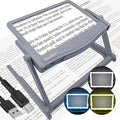 MAGNIPROS Patented 5X [Rechargeable] LED Page Magnifier with Foldable Stand | Eye Caring 3-Color Light Modes & Anti-Glare Lens for Reading Fine Print, Crafting, Low Vision & Seniors