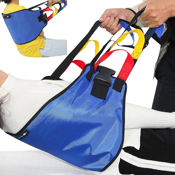 Transfer Belt Transfer Sling - Padded Gait Belt - Heavy Duty Patient Lift, Mobility Standing and Lifting Aid for Disabled, Elderly, Injured - Safely Move from Bed and Wheelchair (Blue)