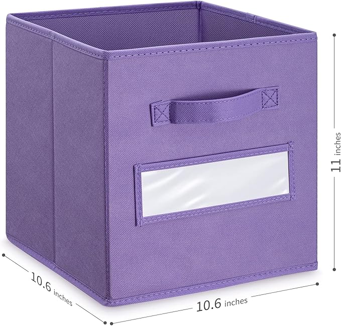 artsdi Fabric storage cubes (Set of 8) 11 Inch Cube Storage Bin, Cube storage with 8 Labels Window Cards & a Pen, Foldable cube organizer bins,11x11 Storage bin, Cubby Organizer Boxes, Purple