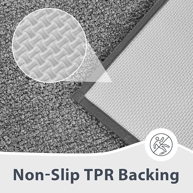 Bathroom Rugs 30" x 60", Non-Slip Extra Soft Absorbent Bath Rugs, Machine Washable Quick Dry Bath Mats for Bathroom Floor, Shower, Bathtub and Sink, Grey & Dark Grey
