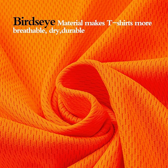 High Visibility Shirts Quick Dry Safety T Shirts with Reflective Strips and Pocket Short Sleeve Mesh Hi Vis Construction Work Class 2 Shirt for Men/Women Orange,Small