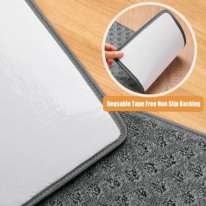 PURE ERA Carpet Stair Treads Tape Free Non Slip Indoor Stair Carpet Stair Protectors Pet-Friendly Non-Slip Skid Resistant Washable Reusable 8" x 30"(2 Pieces,Gray Mini-Diamond Trellis)