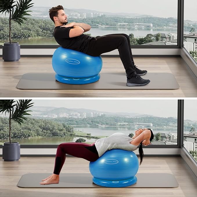 Fitvids Anti-Burst and Slip Resistant Exercise Yoga Fitness Birthing Ball with Quick Pump, 2,000-Pound Capacity, Multiple Colors and Sizes