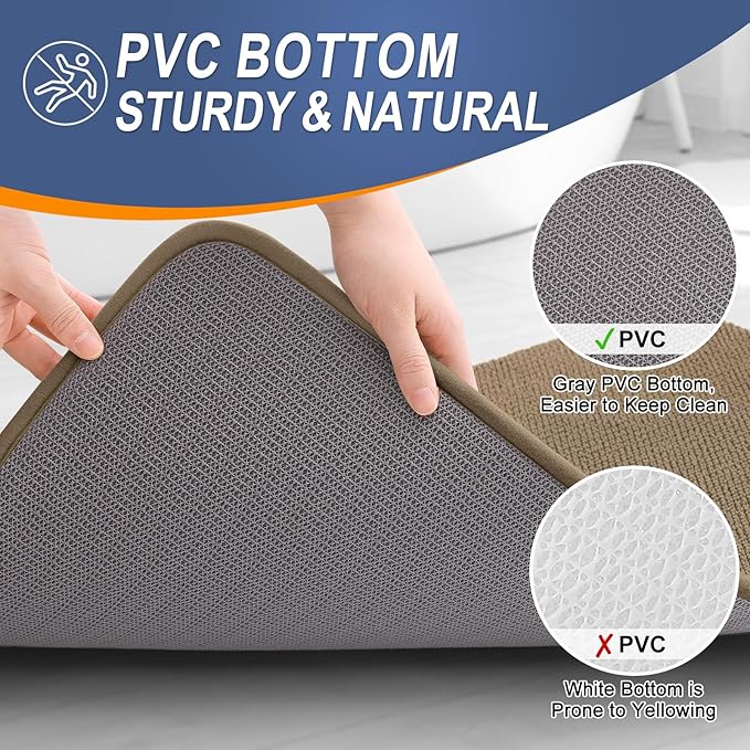 OLANLY Thick Memory Foam Bath Mat Rug 44x24, Extra Soft Absorbent Bathroom Rug, Quick Dry Bath Mats, Non-Slip, Machine Washable Carpet for Bathroom, Tub and Shower, Home Decor Accessories, Tan