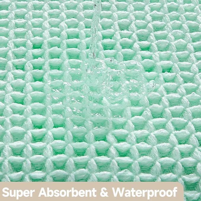 Waffle Bath Mat, Boho Bathroom Rugs Non Slip Washable Super Absorbent Quick Dry Cute Bath Mat Farmhouse Bathroom Decor, 48"x24" Aqua Blue