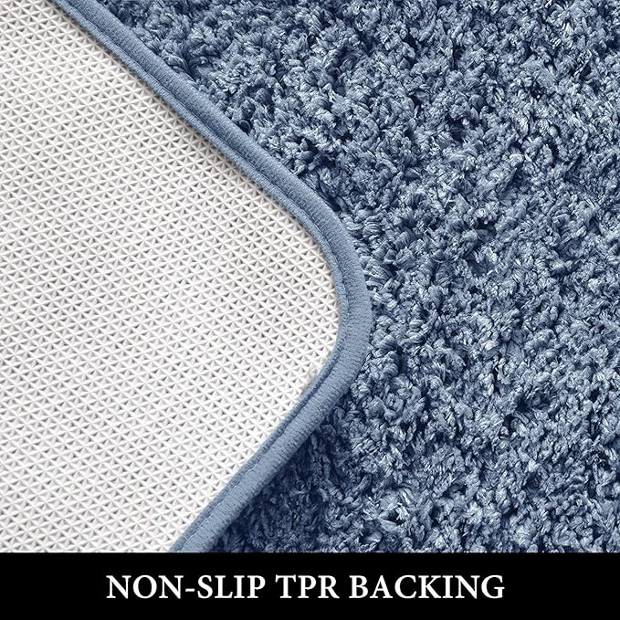 MIULEE Extra Thick Non Slip Bathroom Rug Shaggy Soft Bath Mat Plush Microfiber Absorbent Water for Shower Tub Machine Washable (Dusty Blue, 16x24 Inches)