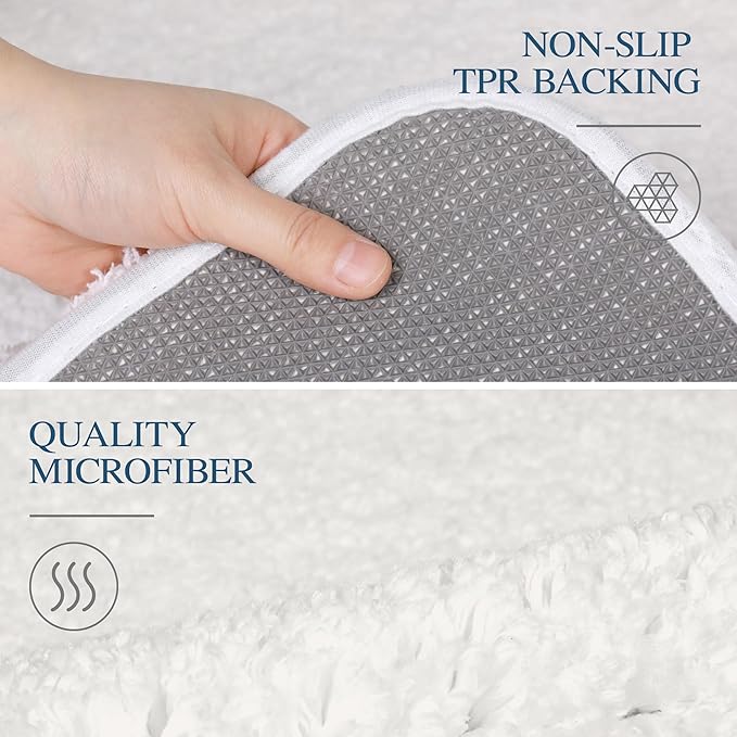 Walensee Large Bathroom Rug (24 x 40, Ivory) Extra Soft and Absorbent Shaggy Bath Mat Machine Washable Microfiber Non Slip Luxury Floor Mat