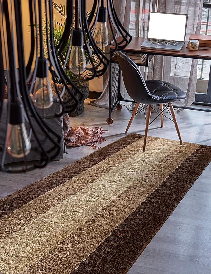 Custom Size Hallway Runner Rug Brown-Beige Color 31 inch Wide Select Your Length Non-Slip (Skid Resistance) Rubber Backing 2 feet x 31 inch