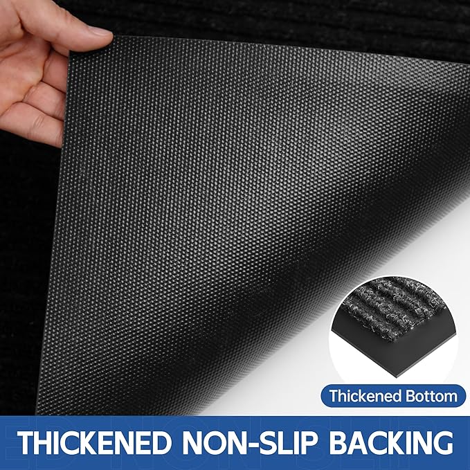 Front Door Mat, 4' x 2' Heavy Duty Indoor Outdoor Door Mat Entrance, Commercial Welcome Mats, Stain and Fade Resistant, Durable Rubber Backing, Low Profile Entry Mat for Patio, Black Stripe