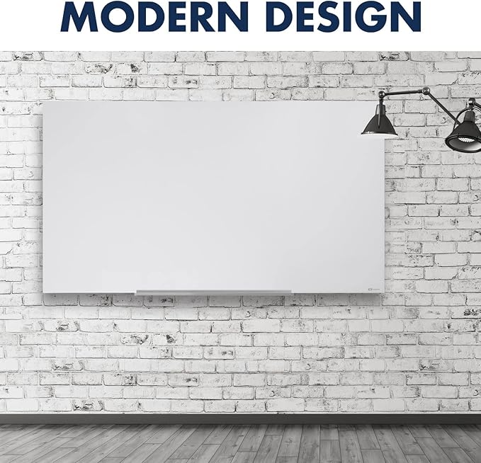 Quartet Magnetic Dry Erase Board, 48" x 36" Glass White Board for Wall, Frameless, InvisaMount, White (Q25F01IMW)