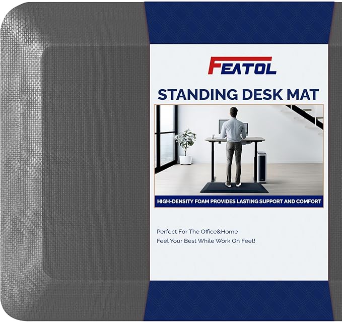 FEATOL Anti Fatigue Mat for Standing, 9/10 Extra Thick Ergonomic Standing Desk Mat, Comfort & Durable Memory Foam Standing Mat at Home,Office All Day (20" x 32", Gray, 1PC)