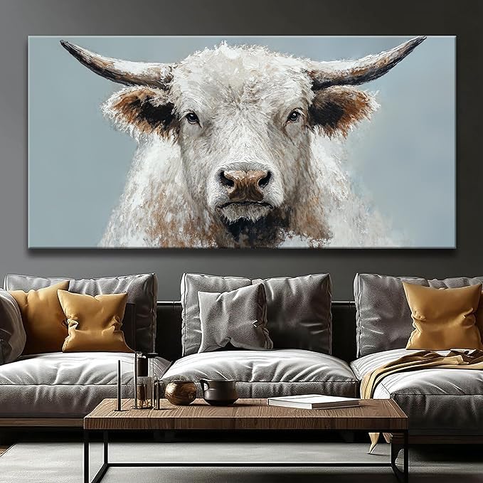 Highland Cow Wall Art For Living Room Large Size Animal Canvas Art Wall Decor Print Rustic Farmhouse Wall Artwork Cattle Painting Prints Artwork Picture For Bedroom Aesthetic Home Wall Decor 29 X 58 Inch