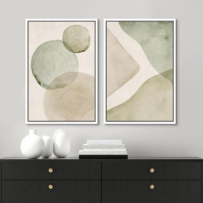 MUDECOR Framed Canvas Print Wall Art Dynamic White Brushstroke Abstract Illustrations Modern Art Decorative Bohemian Colorful Chic for Living Room, Bedroom, Office - 16"x24"x2 White